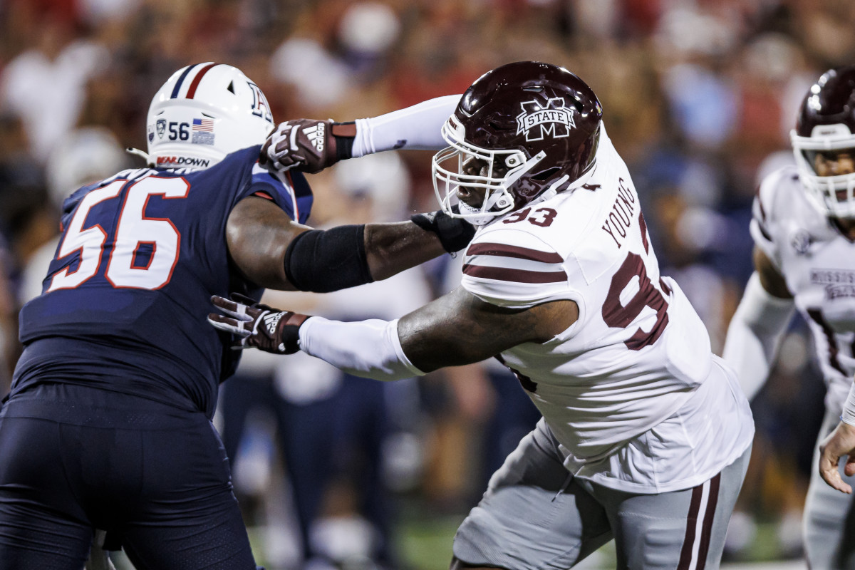 Cameron Young works off a block vs. Arizona